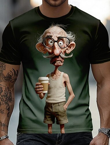  Herr Nyans Gammal man T-shirt Kortärmad T-shirt 3D-tryck Rund hals Skjorta Rolig Ledigt Dagligen Gata Blå Grön 1# Grön Sommar Vår Kläder S M L XL 2XL 3XL
