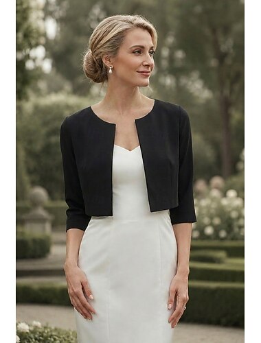  Dámský plášť bolero shrug matčiny pláště základní kabáty  bundy elegantní 3/4 dlouhé rukávy chiffon svatební hostitelské pláště s čistou barvou na večírek večer na jaře a v létě které ohromí