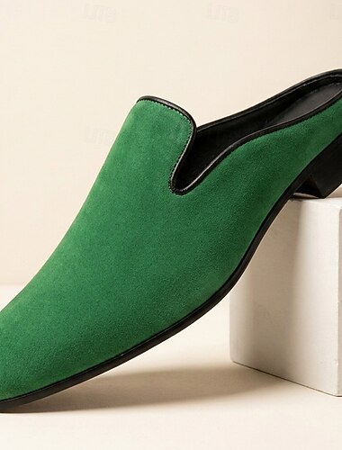  Gröna herrloafers i sammet – eleganta slip-on-skor, raffinerade formella skor för bröllop, banketter, cocktailpartyn och kvällsevenemang