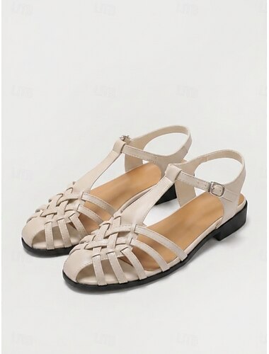  Women's Brown Fisherman Sandals – Casual Weave Closed Toe Sandals with Adjustable Ankle Strap and Non-Slip Sole for Walking, Travel and Everyday Summer Wear