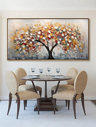  Handgemaltes abstraktes Ölgemälde „Baum des Lebens“ auf Leinwand, großes Wandbild, originelles farbenfrohes Ölgemälde, minimalistische Wanddekoration, individuelle Anfertigung, Wohnzimmerdekoration
