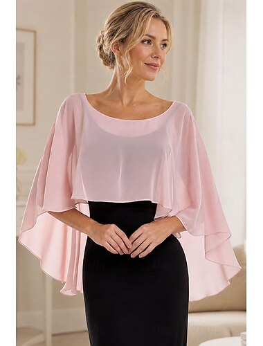  Écharpe Femme Boléro Écharpes de Mère Écharpes de Mariée Écharpes d'Invité de Mariage Élégant Dames Style formel Sans manches Chiffon Boléros de Mariage Avec Couleur unie Pour Quotidien Printemps