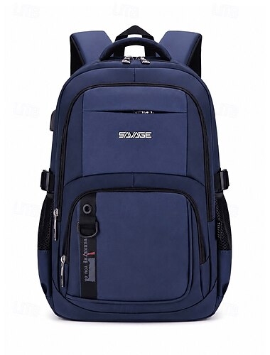 Mochila escolar grande para estudantes, ideal para homens, em poliéster impermeável com porta USB para carregamento, organizador com vários compartimentos e perfeita para viagens, faculdade,