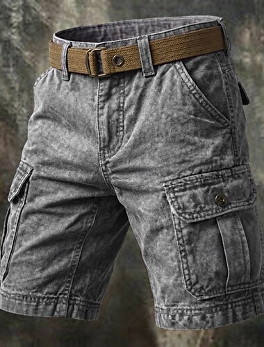  Męskie Spodenki cargo Szorty Letnie szorty Szorty na co dzień Spodenki Acid Wash Kieszeń Elastyczny pas Umyty Komfort Oddychający Do kolan Codzienny Na zewnątrz Plaża Urlop Moda Granatowy Błękit nieba