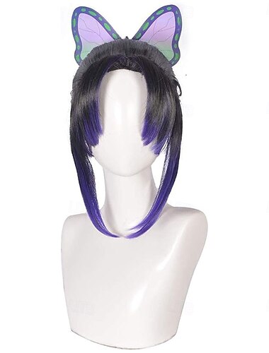  parrucca cosplay nera e viola – capelli per costume da spadaccina anime