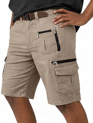  Herren Cargohose Cargohosen Cargo-Shorts Shorts Freizeitshorts Tasche Elastischer Bund Einfach Wadenlang Lässig Outdoor Streetwear Mode Streetwear Schwarz Braun Unelastisch