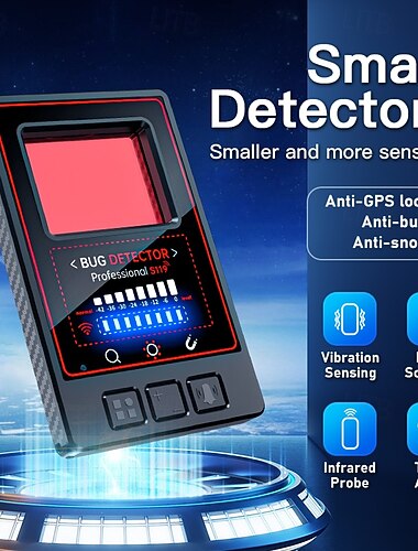  Detector de cámaras ocultas, localizador de rastreadores GPS, detector de dispositivos de espionaje profesional S119 con sonda infrarroja. &Escaneo láser, alarma táctil con sensor de vibración para