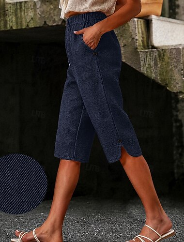  Pantalones capri de mezclilla para mujer, ideales para vacaciones, básicos, de cintura alta, cómodos, no elásticos, formales, para uso diario, color negro, azul marino, azul cielo, para verano y primavera, corte regular.