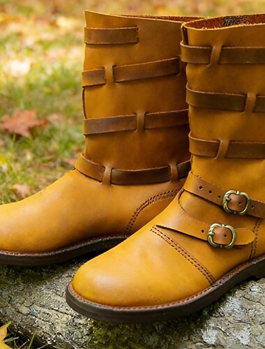  عتيق / معتق العصور الوسطى عصر النهضة بووتس (أحذية) قرصان محارب Ranger شبك ملابس تنكرية خيال عيد الرعب مهرجان معرض النهضة LARP للبالغين أحذية