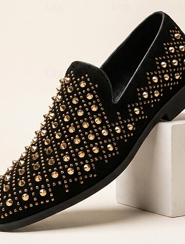  Herren-Slipper mit Nieten, luxuriöse und elegante Schuhe für Partys, Hochzeiten, Nachtclubs, Bühnenauftritte und formelle Anlässe