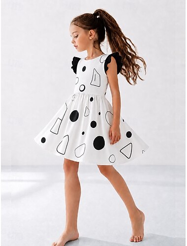  Mädchen' 3D Grafik Cartoon Kleid Rüschenkleid Ärmellos 3D-Druck Sommer Frühling Täglich Urlaub Party Niedlich Basic Lässig Kinder 4-12 Jahre Freizeitkleid A Linie Kleid Knielang Normale Passform