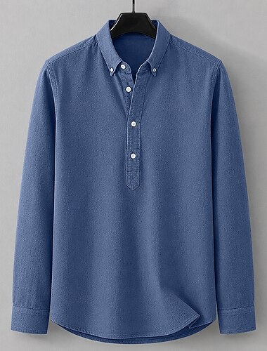  Da uomo Camicia Camicia popover Camicia button-down Camicia Oxford Camicia casual Bianco Blu denim Nero Blu marino Blu scuro Manica Lunga Semplice Colletto a Camicia Casuale Quotidiano Tasca Frontale