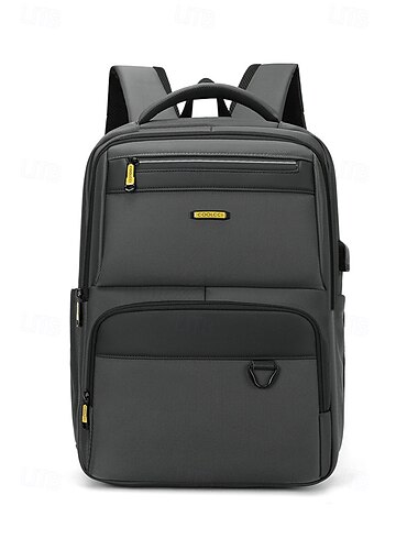  Heren studentenrugzak, zwart grijs blauw, grote capaciteit, meerdere compartimenten, waterdichte polyester laptoptas, schooltas met bagageriem, geschikt voor universiteit, middelbare school, reizen en