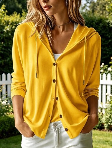  Dames Hoodies Elegant Sportkleding Modern Lange mouw Capuchon Lange tops Casual Straat Dagelijks gebruik Wit Geel Rood Groen Beige Zomer Lente
