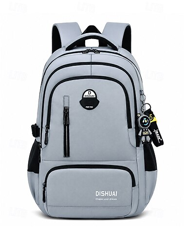  Set di zaino per studenti maschi, borsa scolastica multistrato di grande capacità, custodia impermeabile in poliestere per laptop, ideale per i viaggi, organizer multifunzione, nero/grigio/blu
