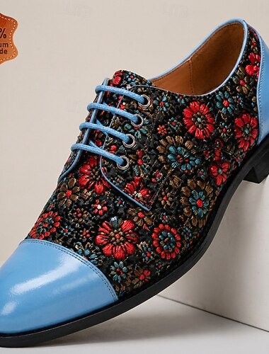  Hochwertige Herren-Oxfordschuhe aus echtem Leder mit floralem Muster, elegante Schnürschuhe für Business, Hochzeiten, Bühnenauftritte und exklusive Events.