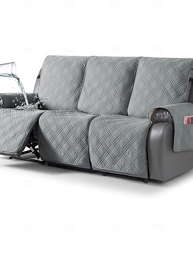  Housse de canapé pour animaux de compagnie, 3 places, 100 % imperméable et anti-taches, matelassée 4 couches, avec poches latérales, antidérapante, lavable, protection de meubles, gris clair