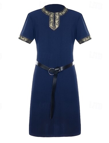  Set Retro vintage Middeleeuws Renaissance Ceintuur Tuniek met accessoires Korte mouwen Piraat Viking Kostuum Voor heren Viking Halloween Carnaval Renaissance beurs LARP Volwassenen Riem T-shirt
