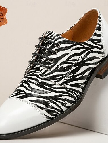  Hochwertige Herren-Oxfordschuhe aus echtem Leder mit Zebramuster, luxuriöse Schnürschuhe für Hochzeiten, Partys, Geschäftsveranstaltungen und Bühnenauftritte