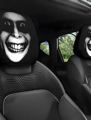  2/4/6 st Halloween-skydd till bilstöd, roliga ansikten till sätesskydd för SUV, sedan &lastbil, söta läskiga bilinredningstillbehör, universella bilsätesskydd för halloweenfestdekor