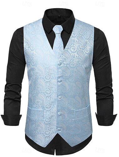  Jaren 1920 Retro vintage Gatsby Hesje Stropdas Mouwloos The Great Gatsby Charleston Jacquard Paisley Kostuum Voor heren Cocktailparty Opwekking Ves Stropdas