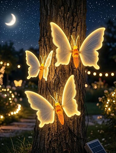  1 stuk solar vlinder tuinlamp met bewegende vleugels, grote geanimeerde vlinder tuinlamp op een prikpaal, waterdichte, op zonne-energie werkende buitenverlichting voor gazon, terras, tuinpad
