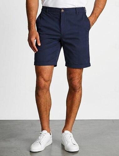  Herren Stoffhosen Schicke Shorts Tasche Einfach Komfort Kurz Lässig Täglich Outdoor Lässig Marineblau Mikroelastisch