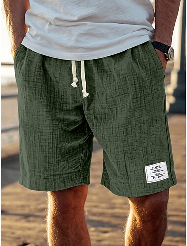  Per uomo Shorts Pantaloncini Estivi Shorts da Spiaggia Pantaloncini casual Coulisse Elastico in vita Tinta unica Testurizzato Comodità Lunghezza al ginocchio Quotidiano All'aperto Abbigliamento