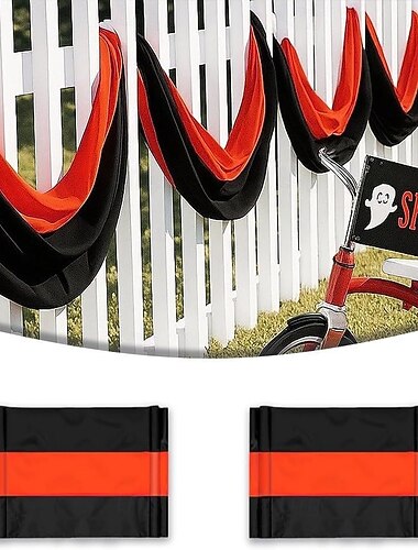  Halloween-flagg, 3-stripet oransje &svarte polyesterbannere, festlig plissert vifteflagg til hage, gårdsplass, gjerde &utendørs juledekor
