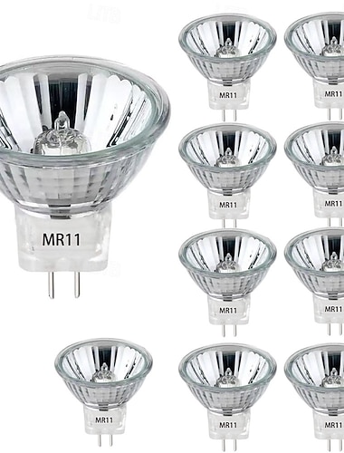  Lâmpadas MR11, lâmpadas halógenas de 12V 20W/35W com 2 pinos, lâmpada de foco FTD, base GU4 de dois pinos, dimerizáveis, branco quente 2700K, lâmpada de 2 pinos para paisagismo, iluminação de