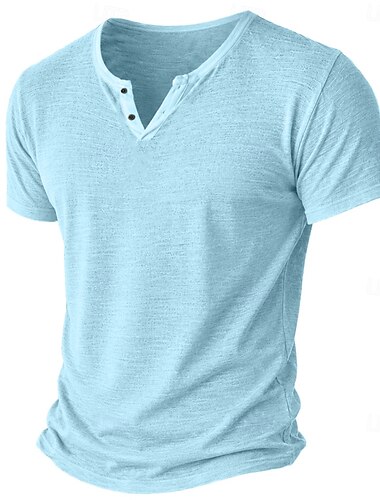  Voor heren T-shirt Gebreid T-shirt Korte mouw V-hals Zomer Effen Kleur Modieus Lichtgewicht Basic Puur Casual Vakantie Straat blauw Zwart Lichtgroen Top T-shirt voor mannen