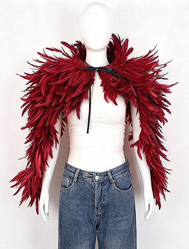  Carnaval 2026 Rio Carnaval Samba Accessoires Dames Lange Rode Veren Cape Sjaal met Strik Braziliaans Festival Prestatie Kostuum