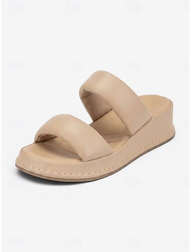  Damessandalen met amandelvormige voetsteun en comfortabele voetboogondersteuning - platformsandalen met dubbele bandjes en een zacht, gedempt voetbed voor zomerse wandelingen en ondersteuning de hele