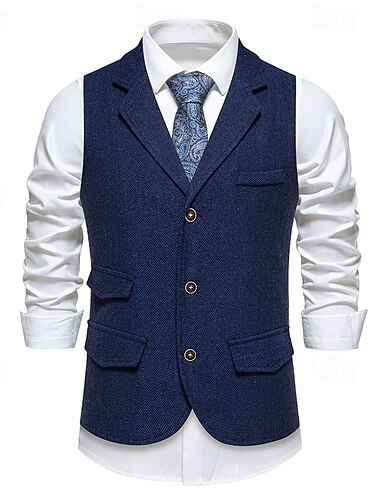  Années Folles Années 1920 Rétro Vintage Gilet Gatsby le Magnifique Gentleman Gangster Tweed à chevrons Revers crantés Déguisement Homme Halloween Carnaval Soirée Réveil Fête de mariage Adulte Gilet