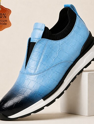  Hochwertige Herren-Sneaker aus Vollnarbenleder zum Hineinschlüpfen – luxuriöse, mit Krokodilprägung versehene Laufschuhe, leichte und elegante Freizeitschuhe für Geschäftsreisen, Büro und Alltag