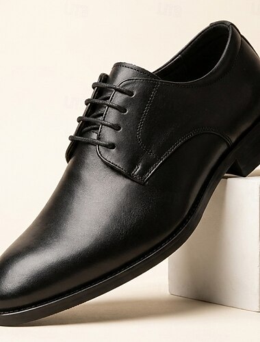  Klassische schwarze Derby-Herrenschuhe – zeitlose, formelle Business-Schuhe für Büro, Hochzeiten, Bankette und professionelle Anlässe