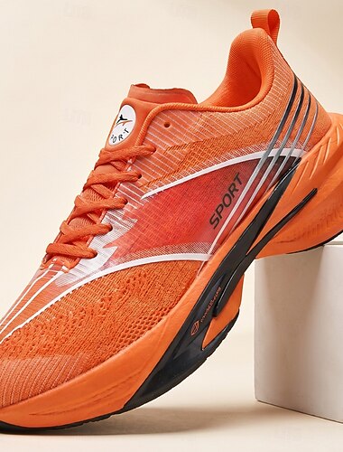  herr orange löparsneakers, snörskor, andningsbara dämpningsskor för gym, träning, utomhuspromenader