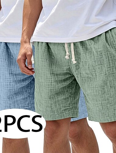  Per uomo Shorts Shorts di Lino Pantaloncini Estivi Shorts da Spiaggia Pantaloncini casual Coulisse Elastico in vita Spacco laterale Tinta unica Comodità Traspirante Lunghezza al ginocchio Casuale