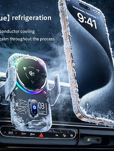  qi2 25w trådløs billader med halvlederkjøling, hurtigkjølende magnetisk telefonfeste, automatisk klemmende biltelefonholder med RGB-lys, for iPhone 17/16/15/14, Samsung S26, Android