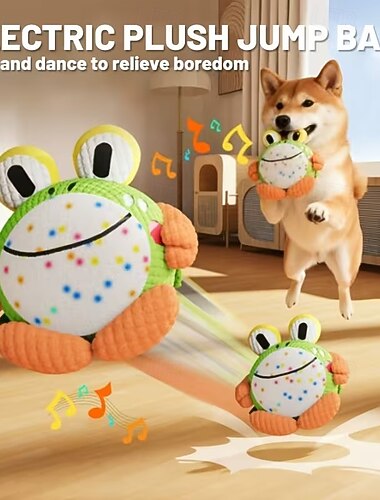  Balle à remontage automatique pour chien - un jouet interactif pour animaux de compagnie qui saute et qui s'active par le mouvement, avec de la musique, une conception résistante aux mâchouillages et