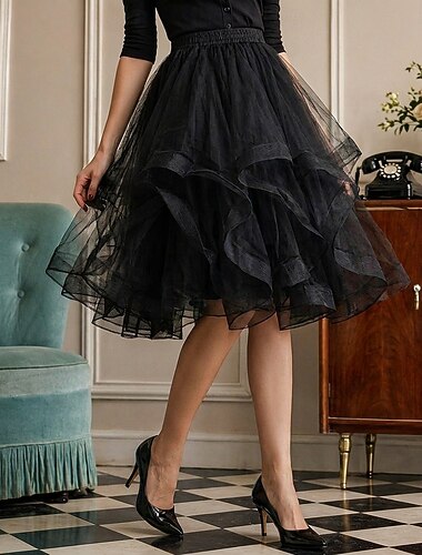  Retrò Vintage Anni 1950 Gonna a cerchio Sottogonna Gonna in tulle Costume Per donna Mascherata Abbigliamento da sera Cocktail party Tè Adulti Gonna