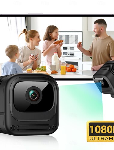  1080p mini sikkerhetskamera wifi trådløst innendørs kamera for hjemmet kjæledyr baby med telefonapp fjernvisning, nattsyn bevegelsesdeteksjon lite barnepike overvåkingskamera, lite bærbart kamera med