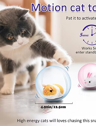  Palla interattiva per gatti - Giocattolo interattivo automatico per gatti e cani da interno, una palla flessibile e mobile adatta a gatti e cani di piccola, media e grande taglia, ricaricabile e
