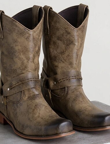  Retro Vintage Mittelalterlich Renaissance Schuhe Westernstiefel Flache Jazzstiefel Pirat Wikinger Westlicher Cowboy Kreuzritter Ranger Niete Einfarbig Kostüm Herren Damen Seeräuber Steampunk