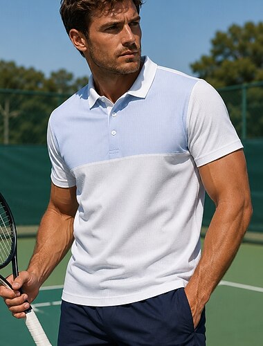  Miesten Tilkkutäkki Urheilupaita Poolopaita Tennispaita Lyhythihainen Urheilullinen Napit Kevyt Hikeä siirtävä Kosteuden siirtävä Hengittävä Tennis Golf Juoksu Pikeepaita Topit Valkoinen Khaki