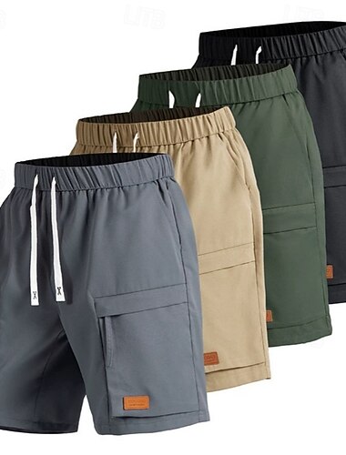  Per uomo Pantaloncini cargo leggeri Vita comoda Carico tattico Shorts Pantaloncini casual Coulisse Tasca Elastico in vita Semplice Comodità Asciugatura Rapida Lunghezza al ginocchio All'aperto