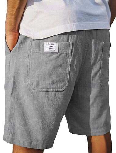  Homme Shorts Shorts en Lin Shorts d'été Cordon de serrage Taille Élastique Jambe Droite Uni Léger Respirant Longueur Genou Occasionnel Quotidien Extérieur Vacances Mode Kaki Noir Non Elastique