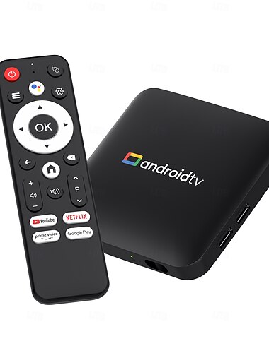  h96 max android tv-boksi 2gb + 16gb, älykäs suoratoistomediasoitin Google Assistant -äänikomennolla, tukee Netflixiä, YouTubea, Disney+:aa, Prime Videota, Google Play Kauppaa, kaksois-Wi-Fi