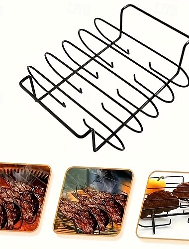  Cestello per barbecue resistente e griglia per bistecche, rete antiaderente per grigliare bistecche, costolette, pollo, pesce, frutti di mare e verdure, cestello di cottura portatile per barbecue
