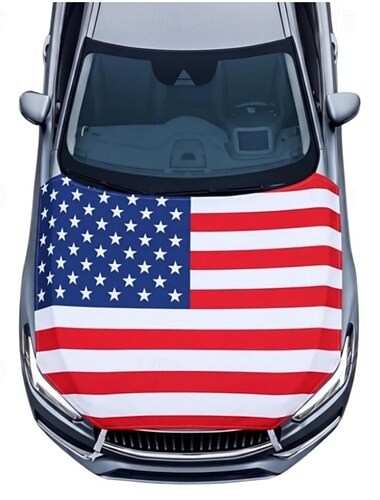  amerikansk flagg panserdeksel, universal passform elastisk patriotisk amerikansk flaggbanner for SUV lastebil sedan, uavhengighetsdagen 4. juli bildekorasjon, stjerner og striper panserflagg for